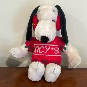 Rare Snoopy peanuts Woodstock macy’s holiday sweater earmuffs stuffed animal